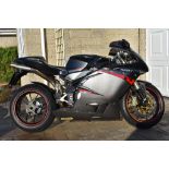 A 2007 MV Agusta F4 1000R, registration number HF07 EDX, black/grey.