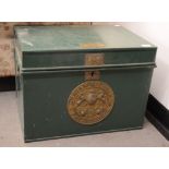 A Milners Patent green painted safe,