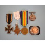 A 1914-15 Star awarded to 19372 Pte F C Cutler Devon Reg, a British War Medal,