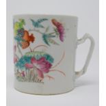 A Chinese famille rose porcelain mug, decorated flowers,