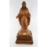 A metal figure, of Jesus, on a base, 55 cm high, and an Indian bronze figure,