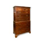 A 19th century mahogany tallboy chest on chest, with two short and six long drawers,
