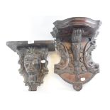 A late Victorian carved wood wall bracket, decorated acanthus leaves, 40 cm high,