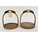 A pair of Chinese gilt metal stirrups 15 cm high (2)