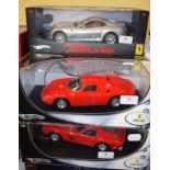 A Hot Wheels 1:18 scale die-cast model Ferrari 250 LM, and ten other model Ferraris,