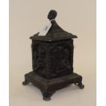 A 19th century Dutch lead tobacco jar, in the form of a building,