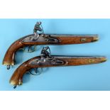 A pair of late 18th/early 19th century Belgian service flintlock pistols,