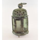 An Eastern brass hanging lantern,