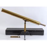 A 19th century brass and black lacquered 2⅞ inch library telescope, Macrae, 29 Royal Exchange,
