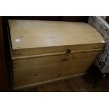 A stripped pine dome top blanket chest,