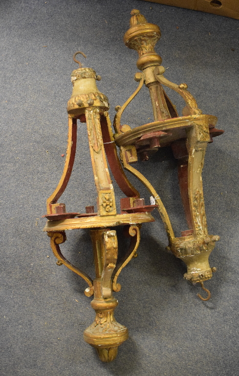 A pair of 18th century style Venetian gilt hanging lanterns,