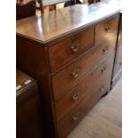 A 19th century oak chest, of five drawers,