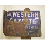 A double sided enamel sign, THE WESTERN GAZETTE,