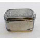 A silver plated box and cover, 12 cm wide, two leather collar boxes,