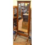 An Edwardian mahogany cheval dressing mirror,