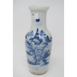 A Chinese porcelain vase, decorated figures in a landscape in underglaze blue, 24.