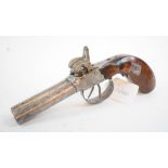 A 19th century percussion cap double barrel pistol,