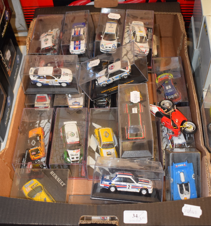 Assorted 1:43 scale model rally and racing cars (box)