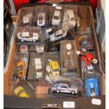 Assorted 1:43 scale model rally and racing cars (box)