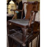 A George I style walnut carver chair