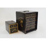 A Japanese lacquer table top chest, of t