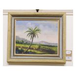 20th century, a tropical landscape, oil