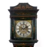 A longcase clock, the 29 cm square brass