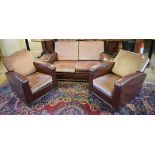 An Art Deco style three piece suite, uph