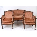 A French carved walnut two seater settee