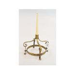 A 19th century brass crown candle holder