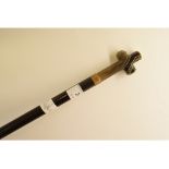 An agate handled walking cane, of cross