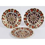 Three Royal Crown Derby Old Imari plates