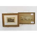 A 19th century sand picture, 5 x 7.5 cm,