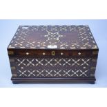 An Indian bone inlaid rosewood box, 36.5