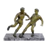 A spelter group, of two footballers, on