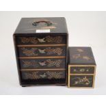 A Japanese lacquer table top chest, of t