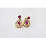 A pair of 18ct gold, ruby and diamond dr