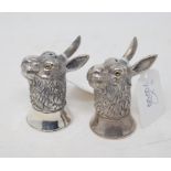 A pair of silver novelty condiments, in