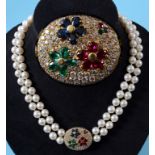 A double strand cultured pearl necklace,