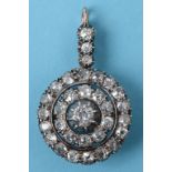 A Victorian diamond target drop pendant/