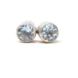 A pair of aquamarine stud earrings