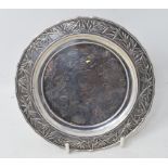 A Chinese silver coloured metal tray, mo