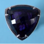 An 18ct white gold fancy cut amethyst an