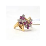 A 14ct gold, ruby and diamond ring, appr