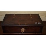 An 18th century Indo-Dutch rosewood box, with brass carrying handles, 58 cm wide