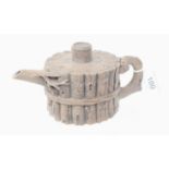 A Chinese earthenware bamboo cluster teapot and cover, 8 cm high