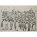 A John Daffern copper plate etching and engraving, Emperor Penguins-Huddling, 9/50, signed and dated