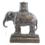 A Victorian cast iron elephant and castle doorstop, 31 cm high