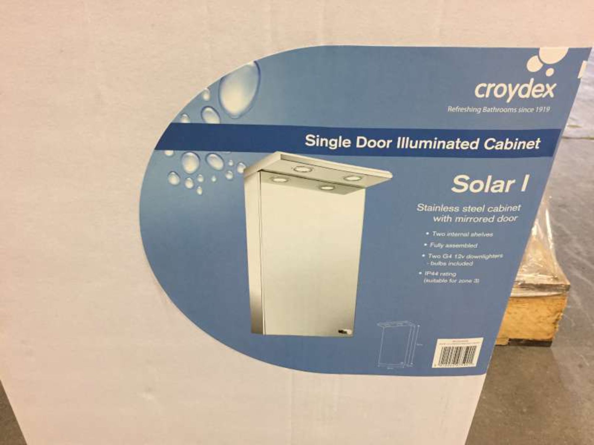 3 X BRAND NEW BOXED CROYDEX SINGLE DOOR ILLUMINATED CABINET SIZE H70 CM X L38 CM X W23 CM