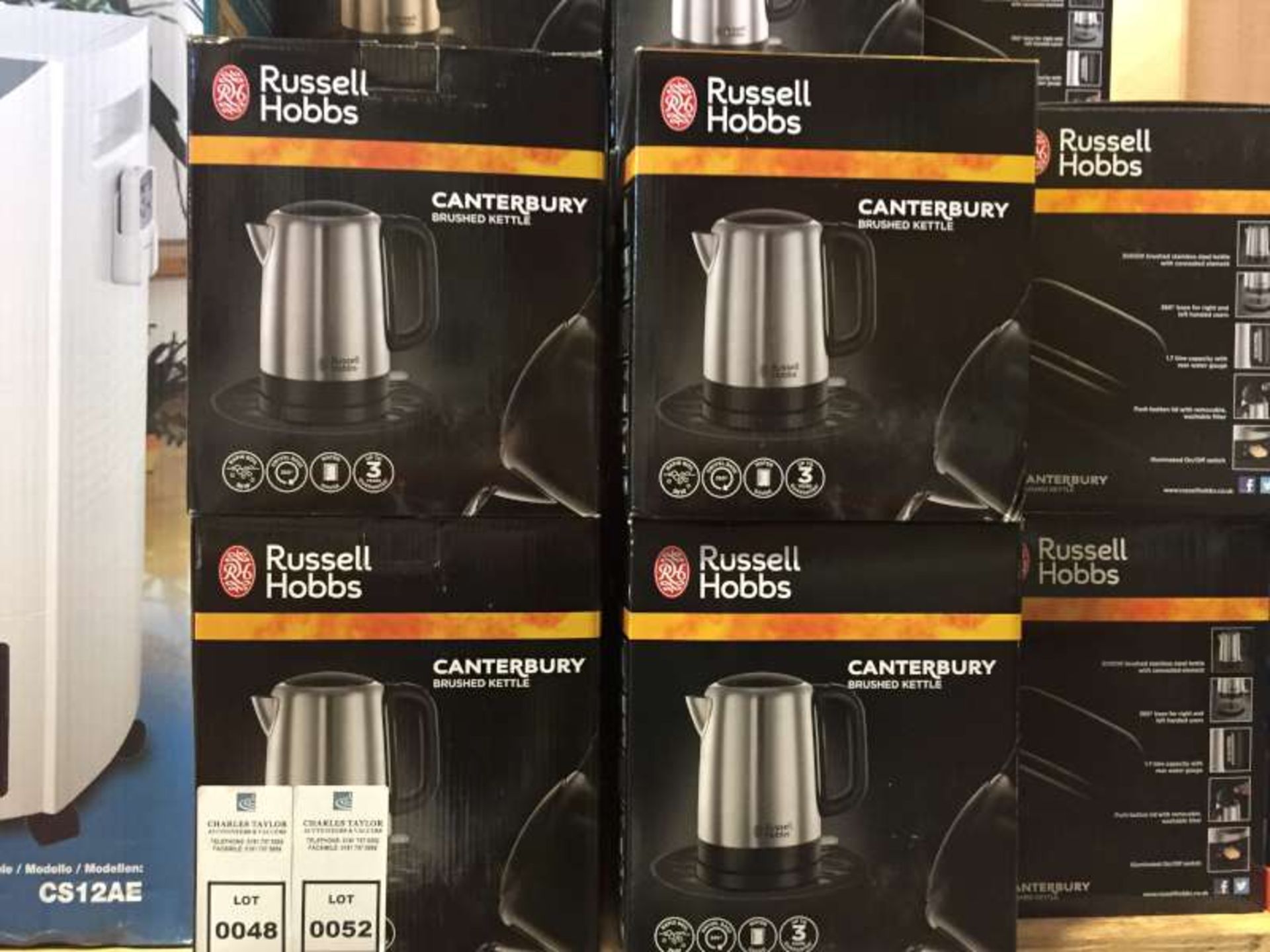 9 X BRAND NEW BOXED RUSSELL HOBBS CANTERBURY BRUSHED KETTLES